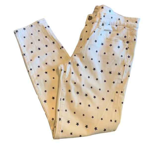 J Crew Womens ivory and navy stars toothpick jeans size 28 - Picture 3 of 6